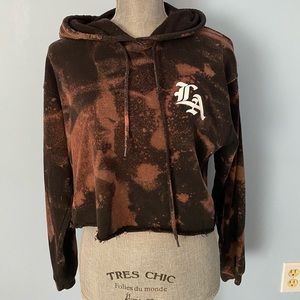 Bleach Dye Cropped Hoodie